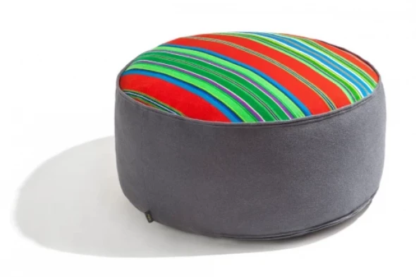 Pufa wełniana folk 80cm czerwono-szara