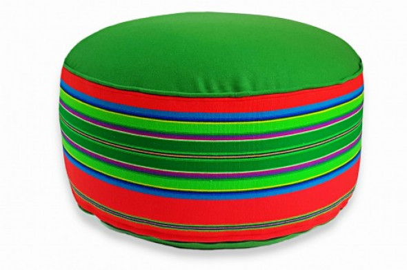 Pufa wełniana folk 80cm czerwono-zielona