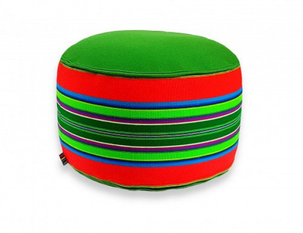 Pufa wełniana Folka 60cm czerwono-zielona