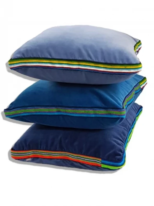 Welurowe poduszki niebieskie, folk glamour, zestaw "3 kolory niebieski", 55x45x3,5cm