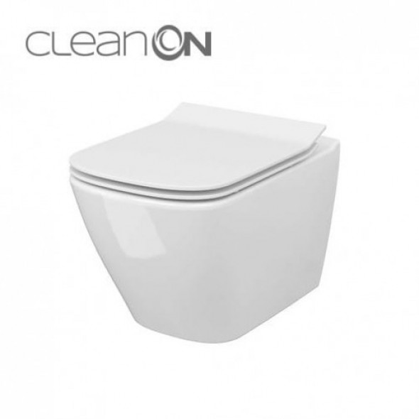 Cersanit MISKA ZAWIESZANA CITY SQUARE Z UKRYTYM MONTAZEM, DESKA DUROPLASTOWA, WOLNOOPADAJĄCA, Z FUNKCJĄ ŁATWEGO WYPINANIA S701-405