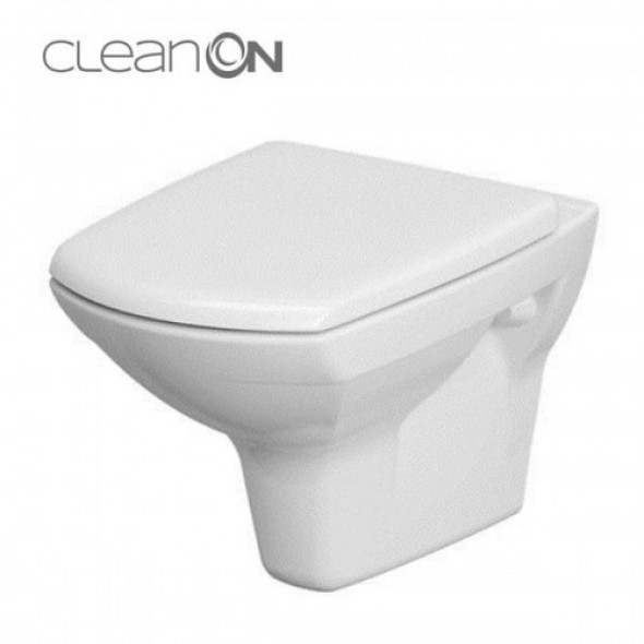 Cersanit SET MISKA ZAWIESZANA CARINA CLEANON, DESKA DUROPLASTOWA K701-033