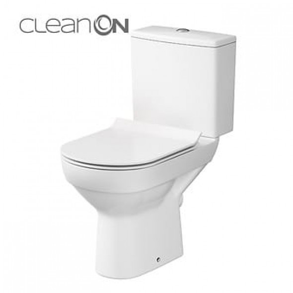 Cersanit WC KOMPAKT 603 CITY NEW CLEANON 010 Z DESKĄ SLIM, DUROPLASTOWĄ, ANTYBAKTERYJNĄ, WOLNOOPADAJĄCĄ Z FUNKCJĄ ŁATWEGO WYPINANIA K35-037