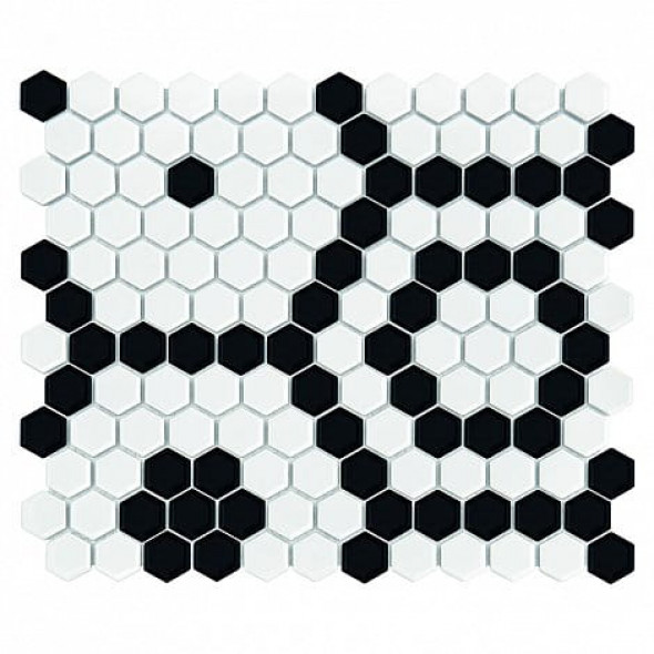 Dunin mozaika ceramiczna Mini HEXAGON B&W Bee 300x260mm