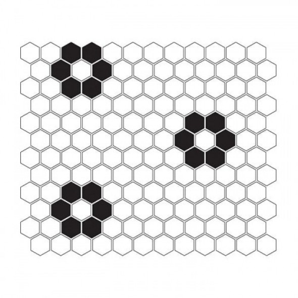 Dunin mozaika ceramiczna Mini HEXAGON B&W Flower 300x260mm