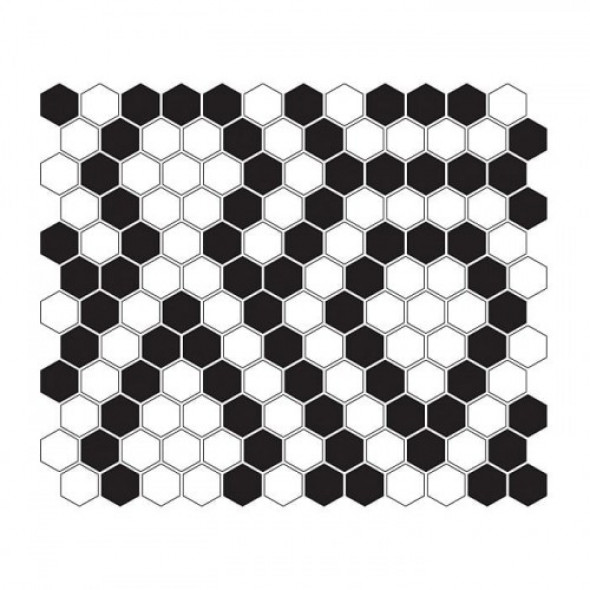 Dunin mozaika ceramiczna Mini HEXAGON B&W Lace 300x260mm