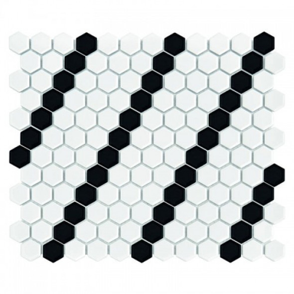 Dunin mozaika ceramiczna Mini HEXAGON B&W Lean 300x260mm