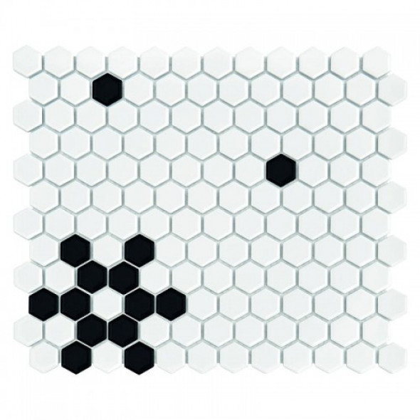 Dunin mozaika ceramiczna Mini HEXAGON B&W Snow 300x260mm