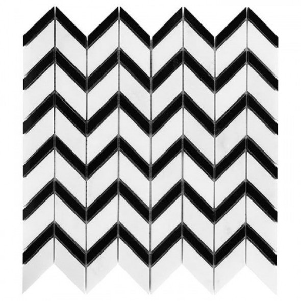Dunin mozaika kamienna Pure White CHEVRON mix 310x305mm