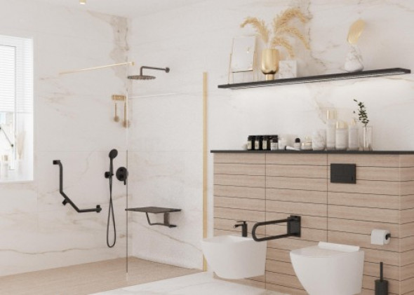 MASSI Kabina prysznicowa WALK IN FIX 110 GOLD MSKP-FA1021-110-G