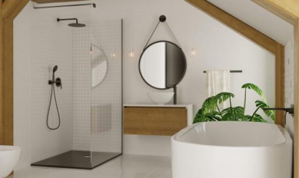 MASSI Kabina prysznicowa WALK IN FIX 120 BLACK MSKP-FA1021-120-BL