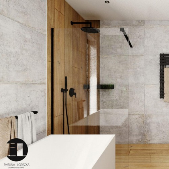 MASSI Kabina prysznicowa WALK IN FIX 70 BLACK MSKP-FA1021-70-BL