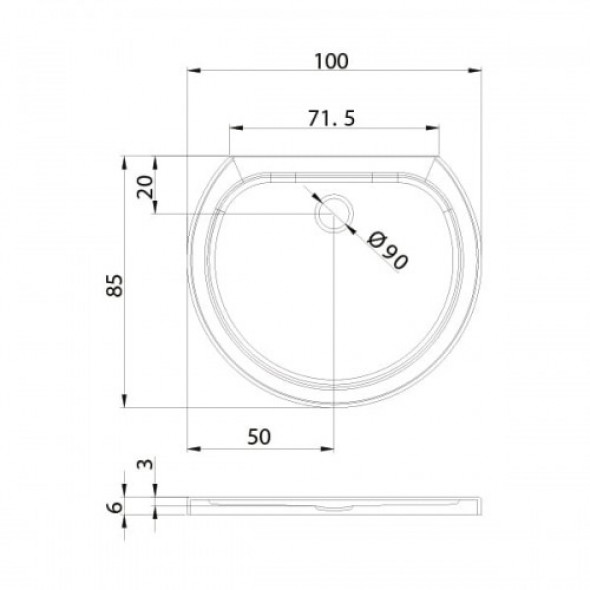 New trendy Brodzik RONDO ULTRA posadzkowy 100x85x6 B-0342