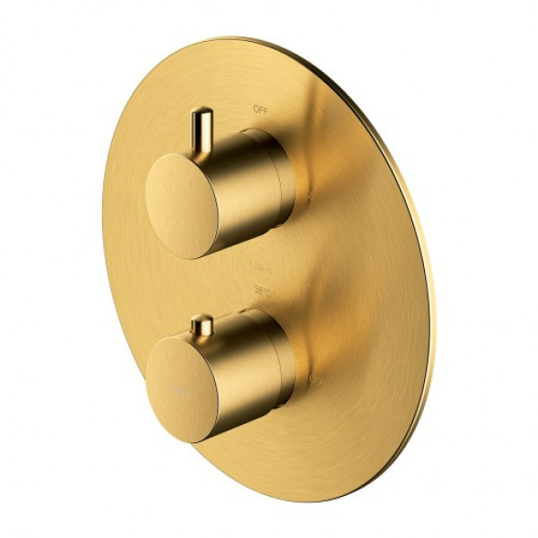 Omnires Y termostatyczna bateria prysznicowo-wannowa podtynkowa, element natynkowy złoty szczotkowany Y1236ROGLB