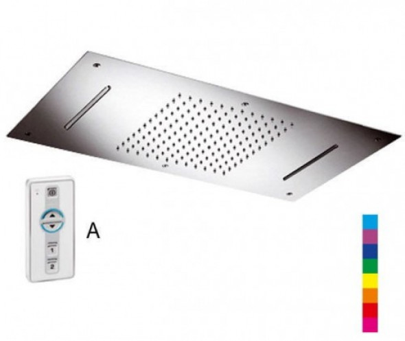Sapho CHROMOTERAPIE deszczownia 73x38cm, deszcz, 2x kaskada, sterownik A, nierdzewna CH7338A