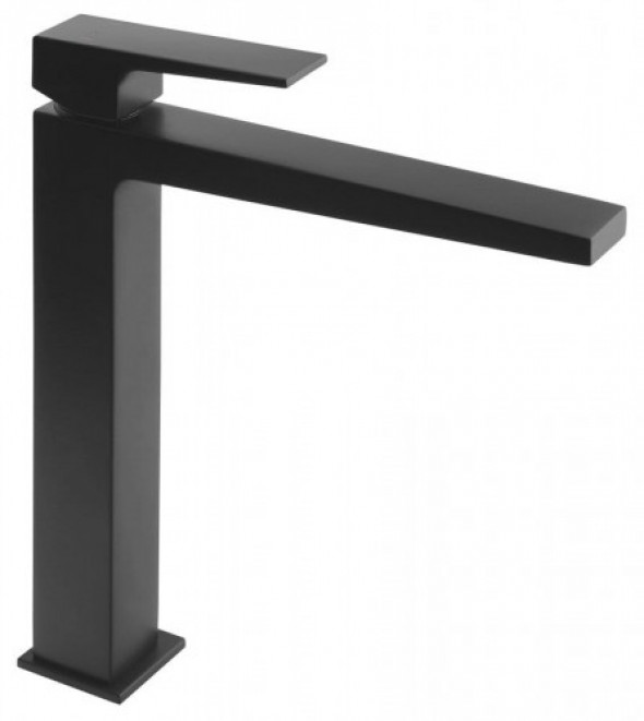 Sapho DIMY bateria umywalkowa wysoka z przedłużoną wylewką, bez odpływu, czarny DM006BL