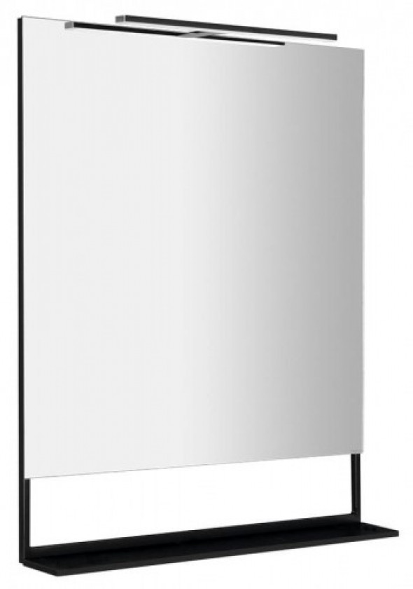 Sapho ERUPTA Lustro z półką MDF i LED oświetleniem 80x95x12cm, czarny mat ERU315