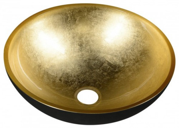 Sapho MURANO BLACK-GOLD, umywalka szklana okrągła 40x14cm, złoto/czarna AL5318-77