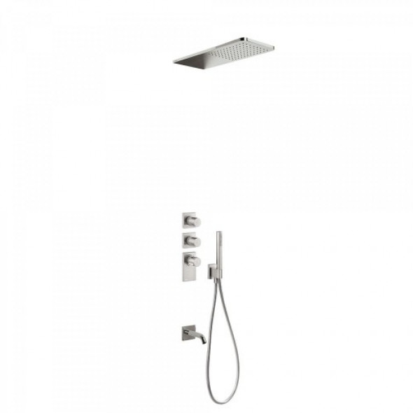 Tres BLOCK SYSTEM COLORS Zestaw wannowo-natryskowy z baterią termostatyczną podtynkową stal 206.353.01.AC