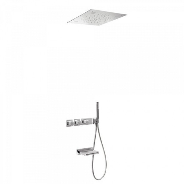 Tres BLOCK SYSTEM Zestaw wannowo-natryskowy z baterią termostatyczną podtynkową CHROMOTERAPIA 207.353.07