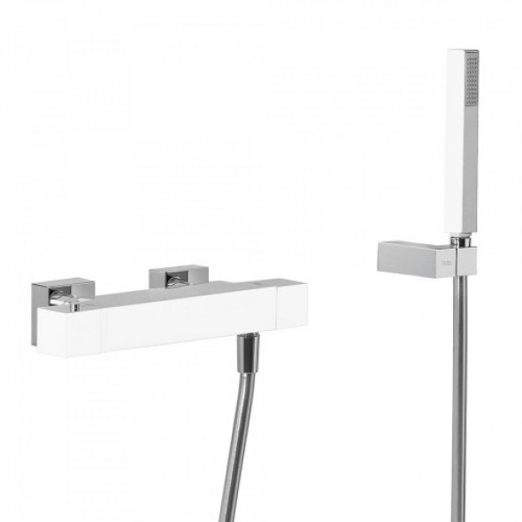 Tres CUADRO COLORS Bateria termostatyczna natryskowa biały chrom 4.07.164.9