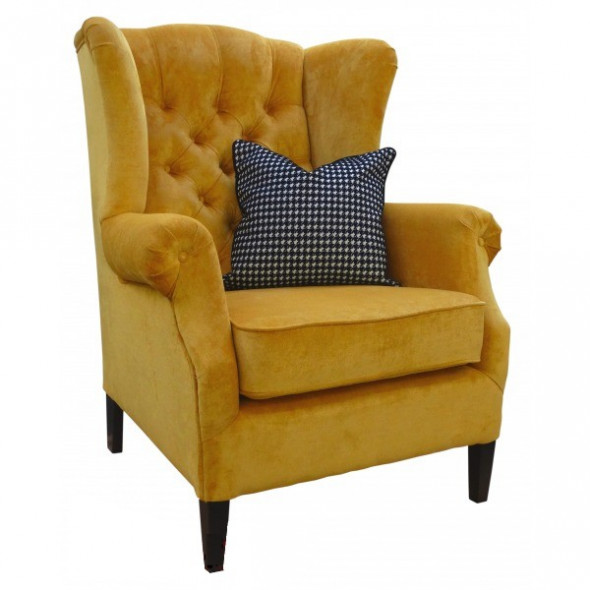 Fotel tapicerowany WING pikowany noga prosta - Kolekcja Chesterfield