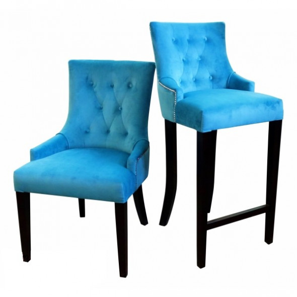 Krzesło barowe tapicerowane TIPTON - Kolekcja Chesterfield