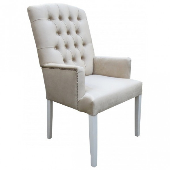 Krzesło tapicerowane JARROW z podłokietnikiem - Kolekcja Chesterfield