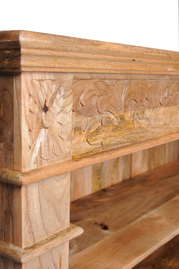 Regał rzeżbiony z drewna mangowca CRVD-08 160 cm - Kolekcja Carved