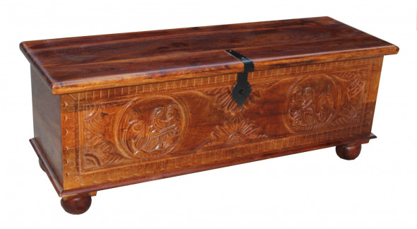 Skrzynia rzeżbiona z litego drewna CRVD 19-90 cm -Kolekcja Carved