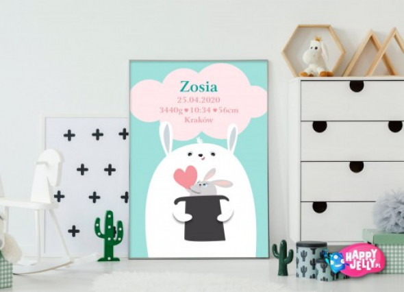 Metryczka "Królik z kapelusza"