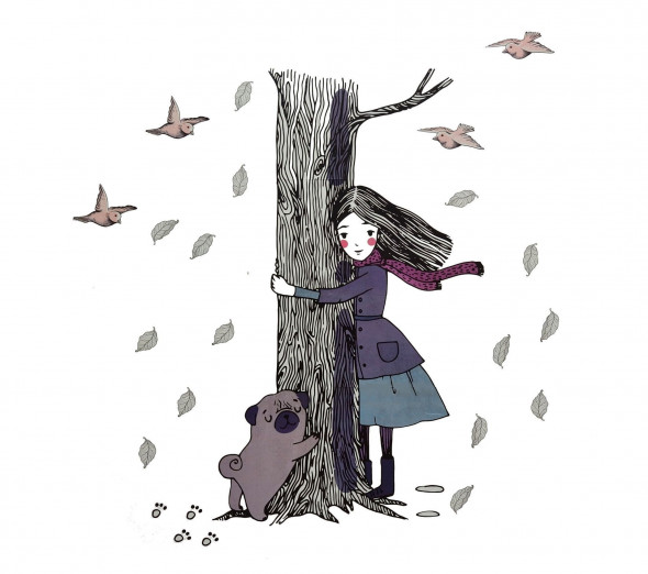 Naklejka na ścianę Drzewo Dziewczynka WS-0291