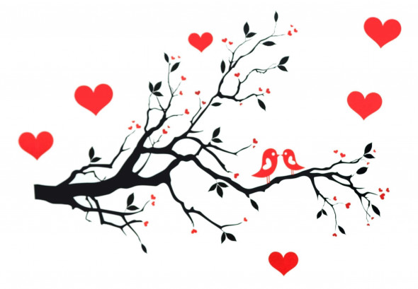 Naklejka na ścianę Drzewo, Serca WS-0115