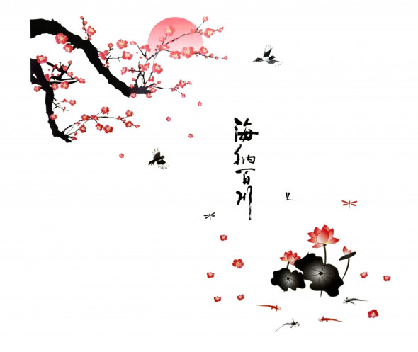 Naklejka na ścianę Kwiat Wiśni WS-0004