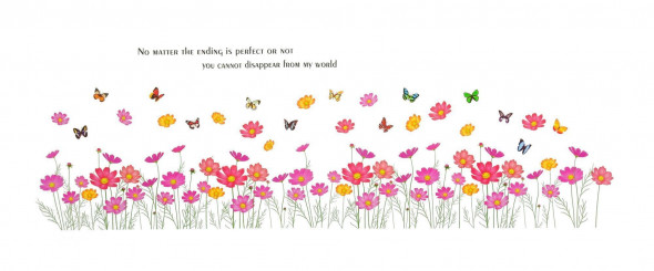 Naklejka na ścianę Kwiaty Motyle WS-0220