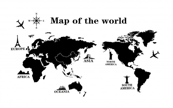 Naklejka na ścianę Mapa Świata WS-0246