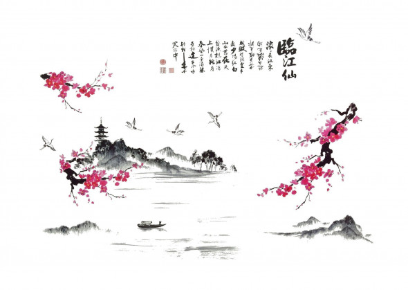 Naklejka na ścianę Orient Kwiat Wiśni WS-0236