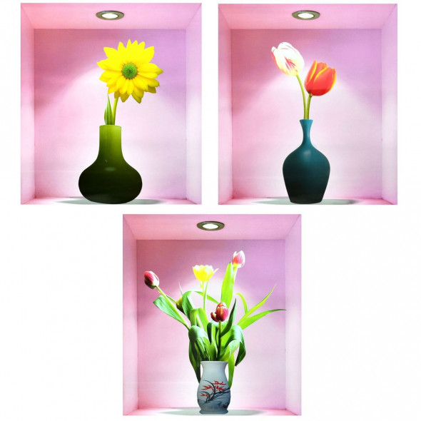 Naklejki na ścianę Kwiaty 3D WS-0188