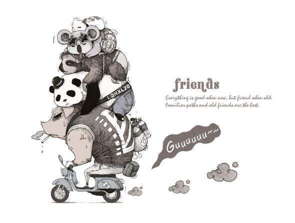 Naklejki na ścianę Przyjaciele Skuter WS-0307