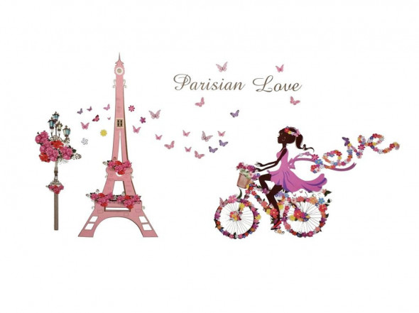 Naklejki na ścianę Rower Paryż Wieża Eiffla WS-0330