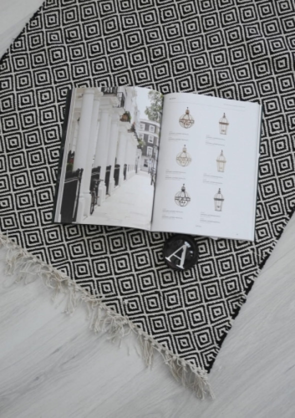 Chodnik czarny w geometryczny wzór DIAMOND (75x180cm)