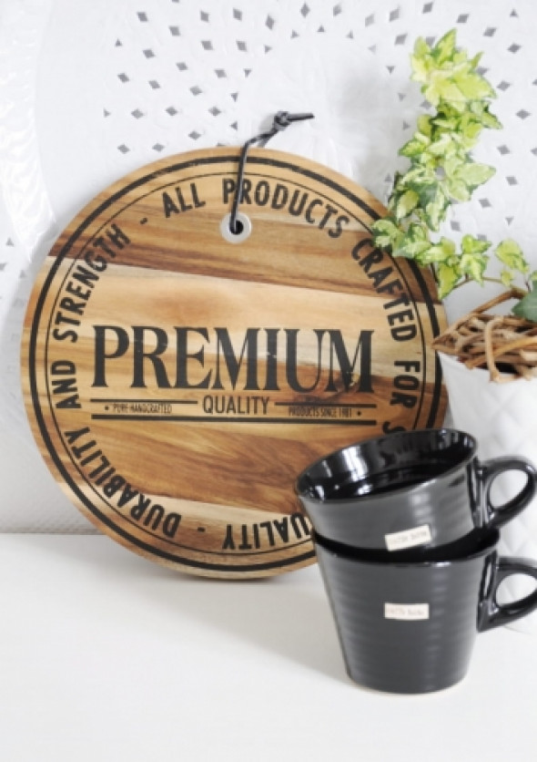 Deska kuchenna okrągła z tekstem ACACIA