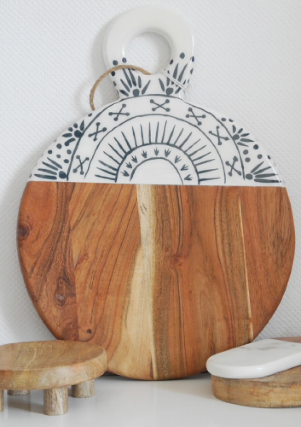 Deska kuchenna okrągła z uchwytem BOHO