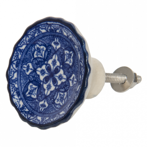 Gałka meblowa ceramiczna niebieska Dutch