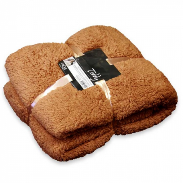 Koc pluszowy brązowy TEDDY HAZEL BROWN