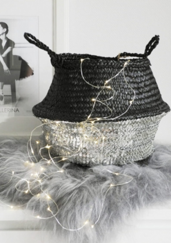 Kosz czarny naszywany srebrnymi cekinami BLACK/SILVER SEQUIN