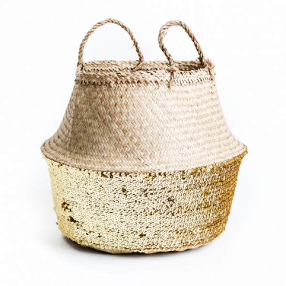 Kosz naszywany złotymi cekinami GOLD SEQUIN (wielkość L)