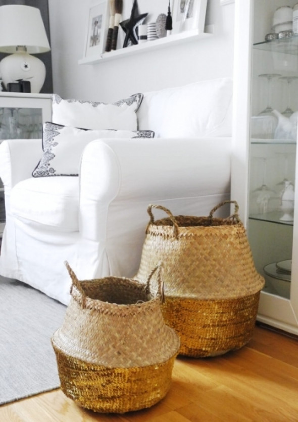 Kosz naszywany złotymi cekinami GOLD SEQUIN (wielkość M)