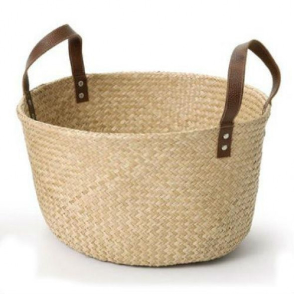 Kosz okrągły ze skórzanymi uchwytami ROUND