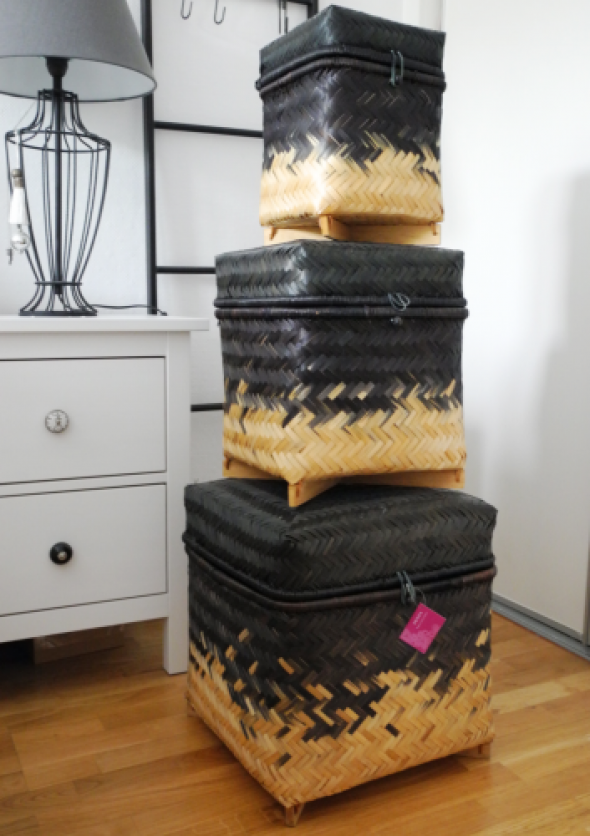 Kosze z wieczkiem HANOI BLACK (3 szt)